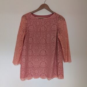 Women's Fossil Coral Pink Lace Blouse Medium